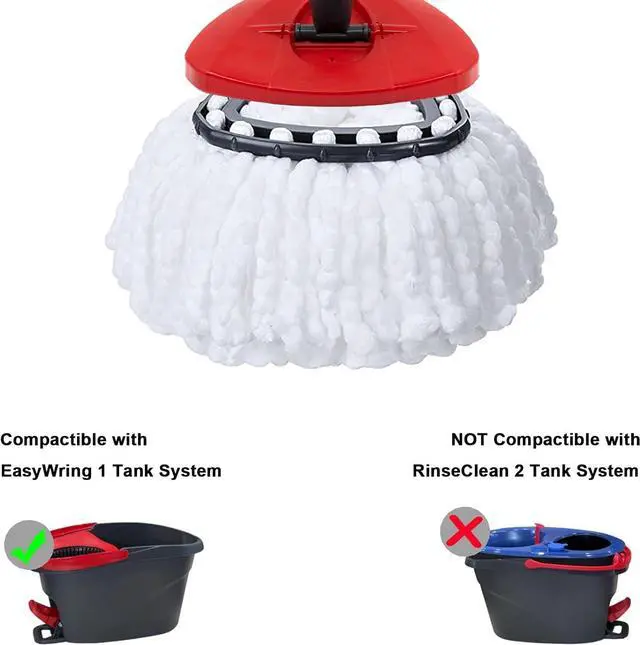 Alt view image 2 of 7 - 6 Pack Mop Replacement Heads for O-Ceda EasyWrin Spin Mop, Microfiber Spin Mop Refills, Easy Cleaning Mop Head Replacement