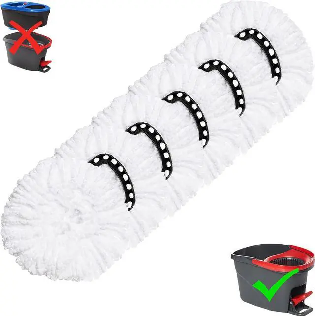 Main image of 6 Pack Mop Replacement Heads for O-Ceda EasyWrin Spin Mop, Microfiber Spin Mop Refills, Easy Cleaning Mop Head Replacement
