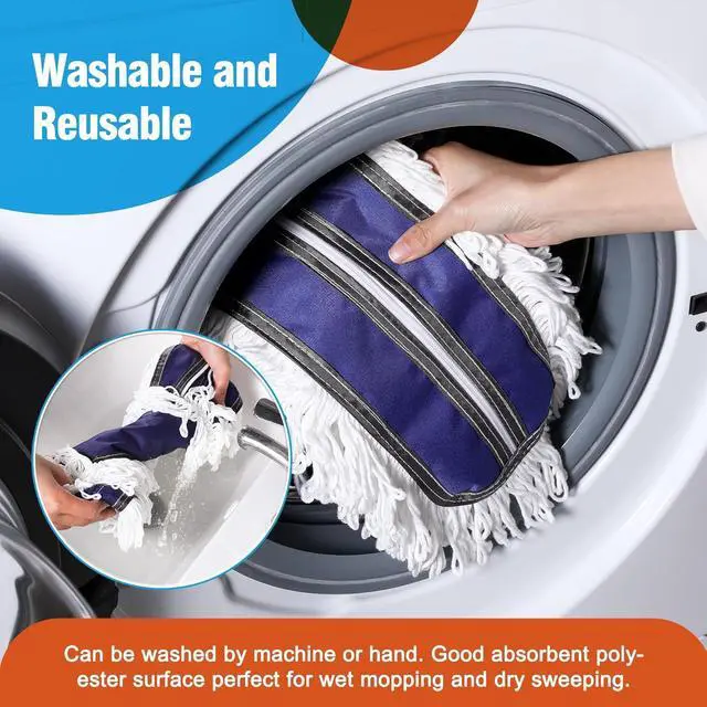 Alt view image 4 of 6 - Microfiber Mop Pads 2 Pieces Just Fit CLEANHOME 36" Industrial Dust Mop: B08R3F1ZZM,Blue