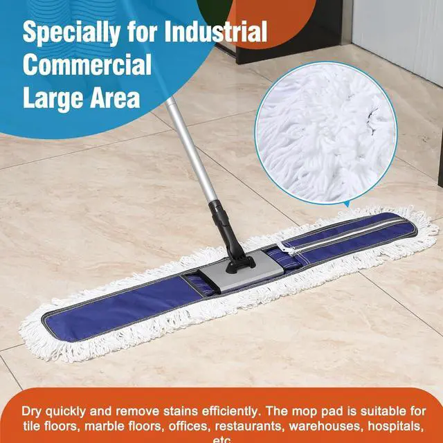 Alt view image 5 of 6 - Microfiber Mop Pads 2 Pieces Just Fit CLEANHOME 36" Industrial Dust Mop: B08R3F1ZZM,Blue