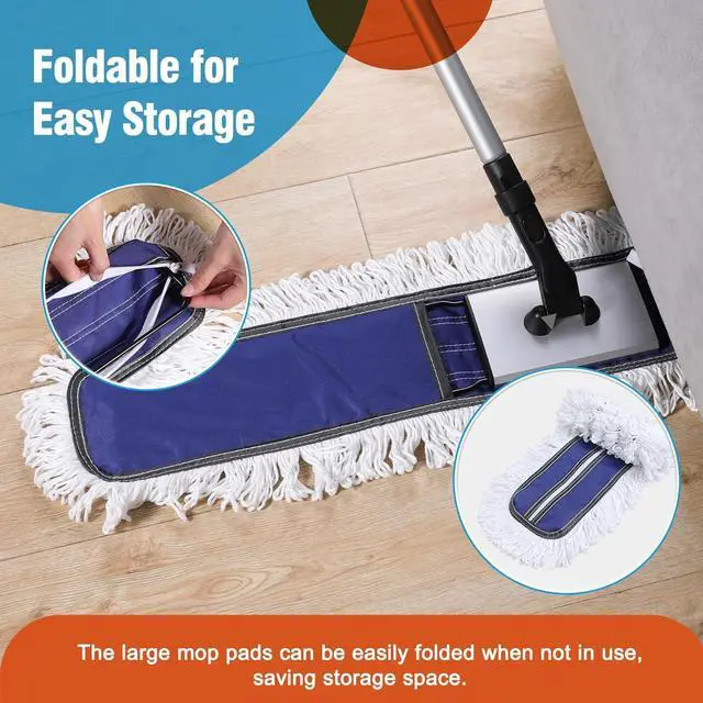 Alt view image 6 of 6 - Microfiber Mop Pads 2 Pieces Just Fit CLEANHOME 36" Industrial Dust Mop: B08R3F1ZZM,Blue