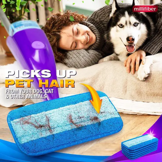Alt view image 4 of 7 - Reusable Mop Pads Compatible with Swiffer WetJet (6 Pack) - Microfiber Mop Refill for Wet Mopping Cloths - Hardwood Floor Cleaning Spray Pads are Reusable Replacements