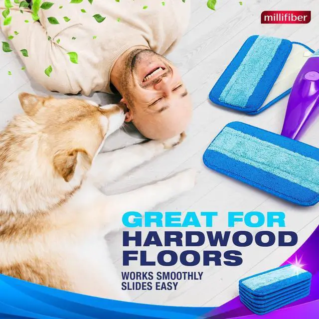 Alt view image 7 of 7 - Reusable Mop Pads Compatible with Swiffer WetJet (6 Pack) - Microfiber Mop Refill for Wet Mopping Cloths - Hardwood Floor Cleaning Spray Pads are Reusable Replacements