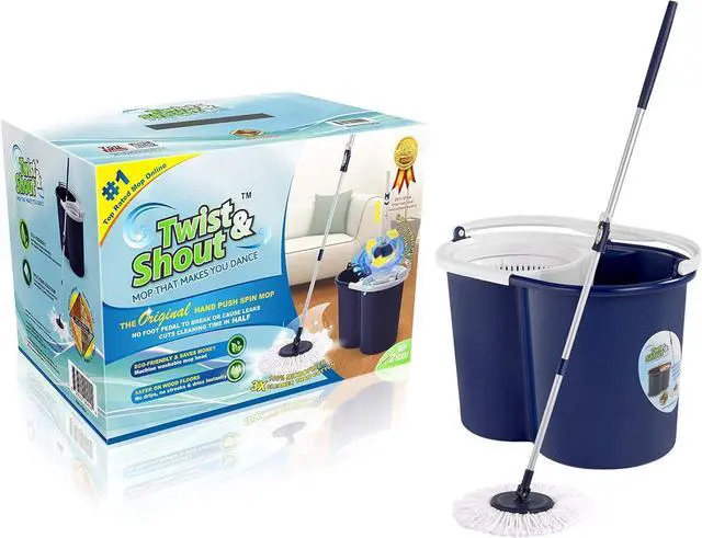 Main image of Twist and Shout Mop - Award Winning Original Hand Push Spin Mop with 2 Microfiber Mopheads