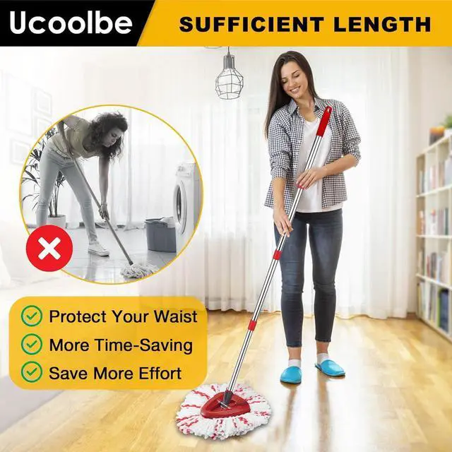 Alt view image 6 of 7 - Spin Mop Replace Head for O Cedar 1 Tank EasyWring, 40% More Cleaning Power, Upgraded Scrub Brush Mop Replacement Head for Ocedar, Include 4 Microfiber Mop Refills, 1 Mop Brush,1 Mop Handle,1 Mop Base