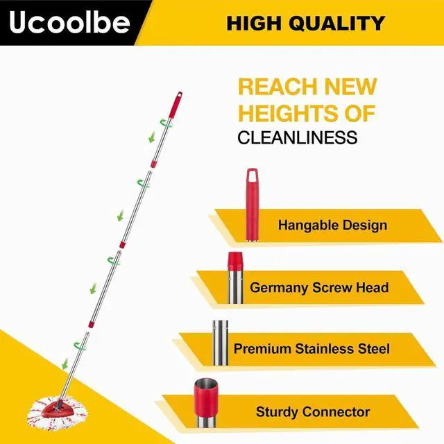 Alt view image 7 of 7 - Spin Mop Replace Head for O Cedar 1 Tank EasyWring, 40% More Cleaning Power, Upgraded Scrub Brush Mop Replacement Head for Ocedar, Include 4 Microfiber Mop Refills, 1 Mop Brush,1 Mop Handle,1 Mop Base
