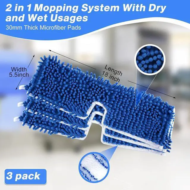 Alt view image 4 of 7 - Mop Refill Heads Compatible with 0 Cedar Dual-Action Flip Mop,Microfiber Replacement Mop Heads for Dry/Wet Use, Washable& Reusable for All Floor Cleaning(3 Pack)