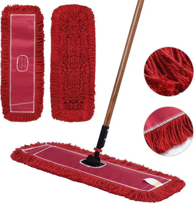 Alt view image 2 of 7 - Matthew Cleaning 24'' Industrial Strength Cotton Dust Mop Refill Washable Replacement Heads for Residential & Commercial Use Fit Standard Dust Mop Frames, Hardwood,Concrete Floors Red 3 Pack