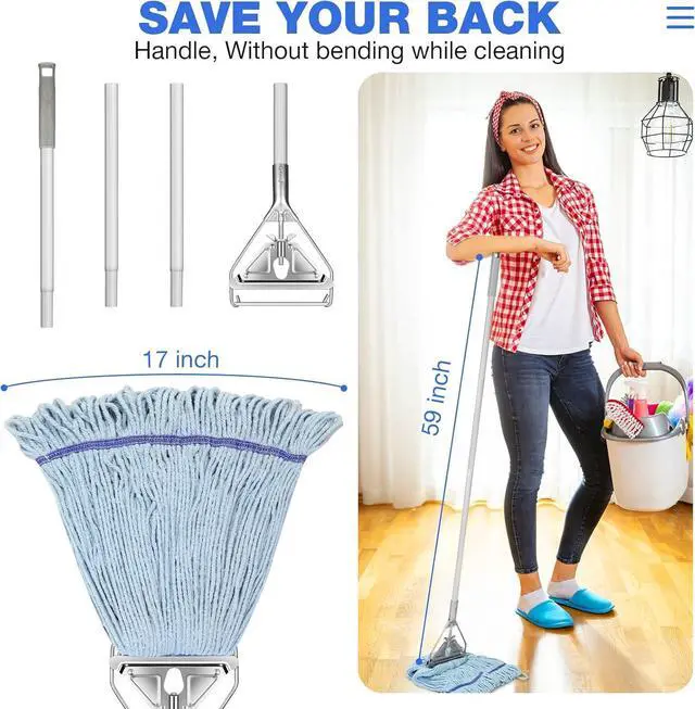 Alt view image 5 of 7 - String Mop Heavy Duty for Floor Cleaning- Industrial Commercial Mop with 59inch Mop Handle, Wet Mop for Home,Garage,Office, Workshop, Warehouse Floor Cleaning