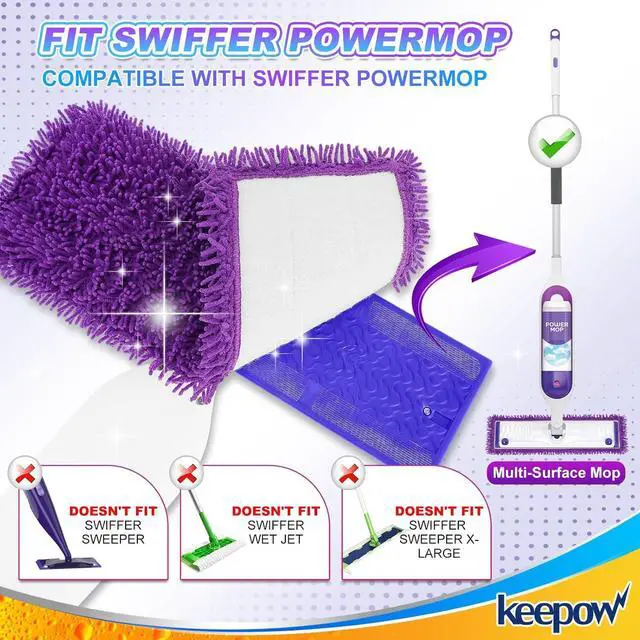 Alt view image 2 of 7 - KEEPOW Reusable Power Mop Refill Pads Compatible with Swiffer PowerMop, Microfiber Power Mop Refills, Power Mop Pads for Hardwood Floor Cleaning, 4 Pack (Mop is Not Included)