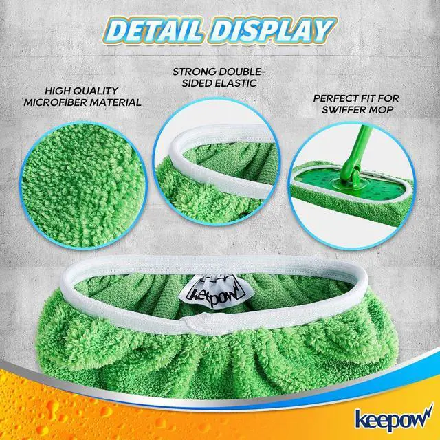 Alt view image 4 of 7 - KEEPOW Reusable Wet Pads Compatible with Swiffer Sweeper Mop, Dry Sweeping Cloths, Washable Microfiber Wet Mopping Cloth Refills for Surface/Hardwood Floor Cleaning, 8 Pack (Mop is Not Included)