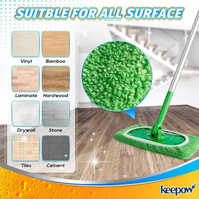 Alt view image 5 of 7 - KEEPOW Reusable Wet Pads Compatible with Swiffer Sweeper Mop, Dry Sweeping Cloths, Washable Microfiber Wet Mopping Cloth Refills for Surface/Hardwood Floor Cleaning, 8 Pack (Mop is Not Included)