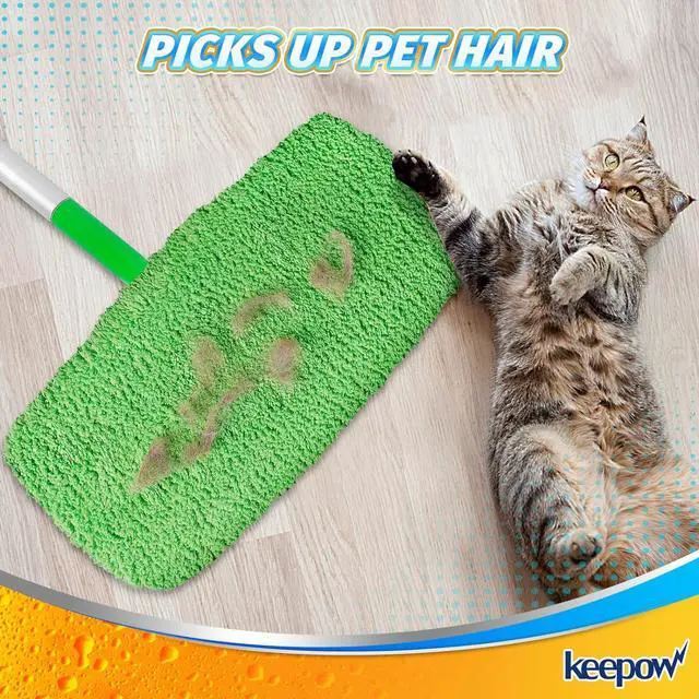 Alt view image 7 of 7 - KEEPOW Reusable Wet Pads Compatible with Swiffer Sweeper Mop, Dry Sweeping Cloths, Washable Microfiber Wet Mopping Cloth Refills for Surface/Hardwood Floor Cleaning, 8 Pack (Mop is Not Included)
