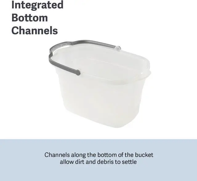 Alt view image 3 of 6 - Casabella Plastic Rectangular Cleaning Bucket with Handle, Clear, 4 Gallon
