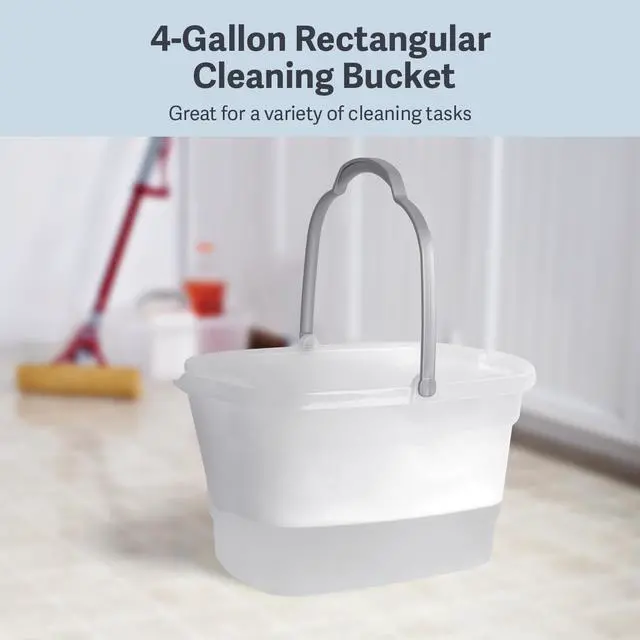 Alt view image 2 of 6 - Casabella Plastic Rectangular Cleaning Bucket with Handle, Clear, 4 Gallon