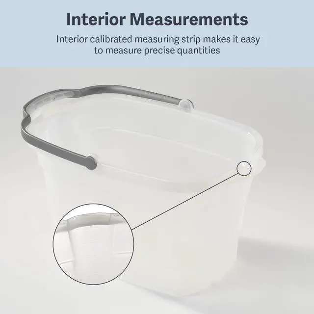 Alt view image 4 of 6 - Casabella Plastic Rectangular Cleaning Bucket with Handle, Clear, 4 Gallon