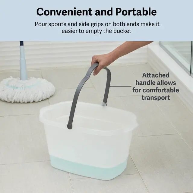 Alt view image 5 of 6 - Casabella Plastic Rectangular Cleaning Bucket with Handle, Clear, 4 Gallon