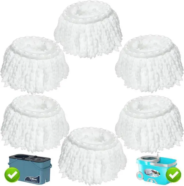 Main image of 6 Pack Mop Heads Replacements, Compatible with FunClean Spin Mop & RinseWise Mop Bucket, Microfiber Spin Mop Head Refill Cleaning Supplie for Home Industrial and Commercial Use