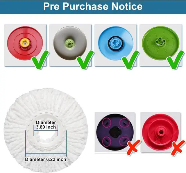 Alt view image 7 of 7 - 6 Pack Mop Heads Replacements, Compatible with FunClean Spin Mop & RinseWise Mop Bucket, Microfiber Spin Mop Head Refill Cleaning Supplie for Home Industrial and Commercial Use