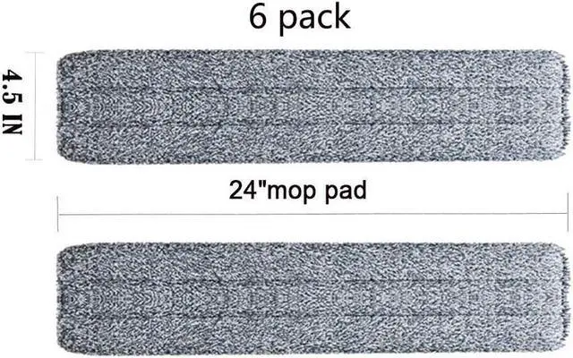 Alt view image 2 of 6 - YOUSHANGJIA Microfiber Mop Pads 24 inch mop Pads Replacement Kit 6 Pack Reusable Mop Head Wet Dry Mops Refill Fit for Most Flat Mop Frame