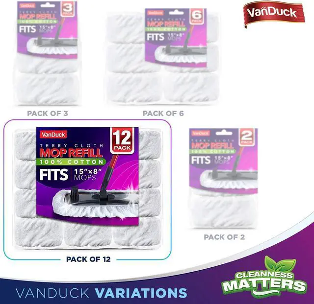 Alt view image 6 of 6 - VanDuck 100% Cotton Terry Mop Pad 15x8 inch (12-Pack)