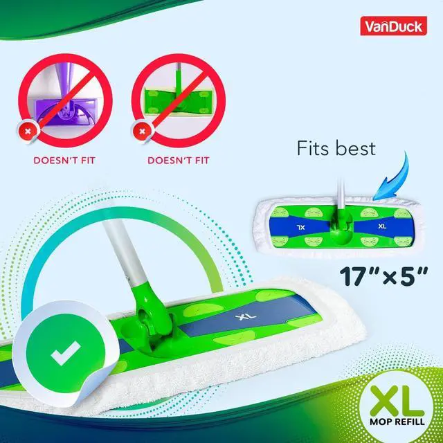 Alt view image 2 of 7 - VanDuck Extra Large Cotton Mop Pads Compatible with Swiffer XL Mop - X-Large Wet and Dry Pads Refill, 4-Pack (Handle is Not Included)