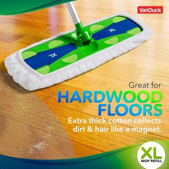 Alt view image 6 of 7 - VanDuck Extra Large Cotton Mop Pads Compatible with Swiffer XL Mop - X-Large Wet and Dry Pads Refill, 4-Pack (Handle is Not Included)
