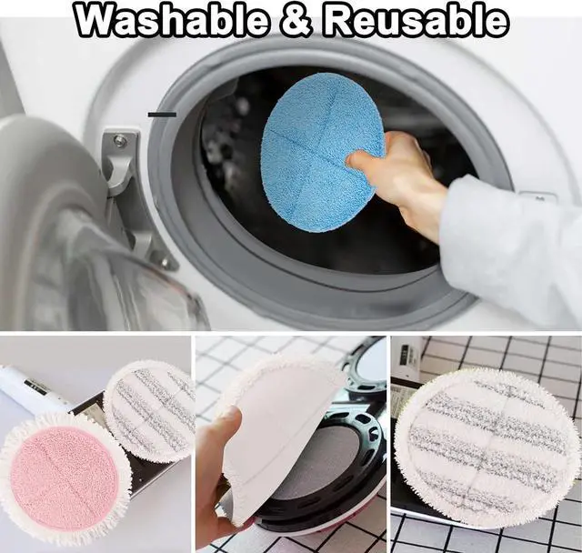 Alt view image 7 of 7 - Electric Mop Pads, 7.28in Round Replacement Mop Pads, Spin Mop Pads for Floor Cleaning (8 Pack)