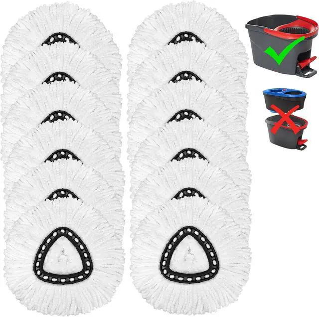 Main image of 12 Pack Mop Heads Replacement for O-Ceda Easy Wrin Spin Mop, Microfiber Spin Mop Refills, Easy Cleaning Mop Head Replacement