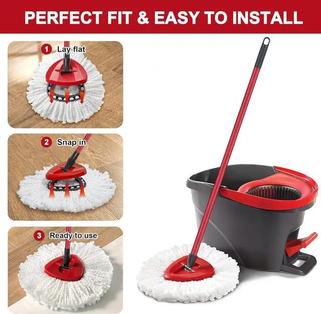 Alt view image 2 of 7 - O-Ceda Easy Wrin Spin Mop Replacement - 8 Pack Microfiber Spin Mop Heads, Easy Cleaning Refills