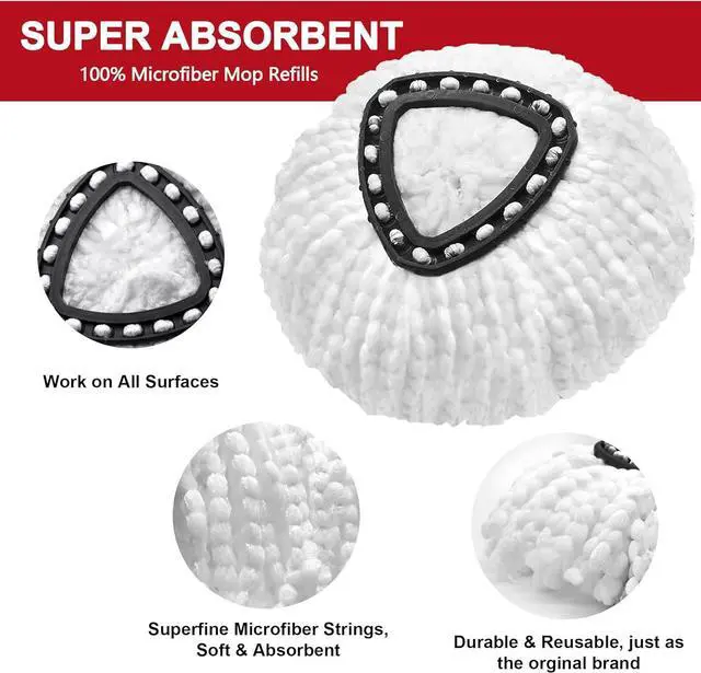 Alt view image 3 of 7 - O-Ceda Easy Wrin Spin Mop Replacement - 8 Pack Microfiber Spin Mop Heads, Easy Cleaning Refills