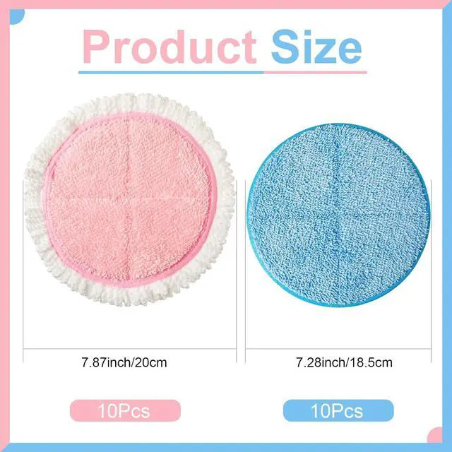 Alt view image 2 of 7 - Irenare 20 Pack Electric Mop Pads Spin Replacement 7.28 Inch Round Mop Pads for Floor Cleaning Spin Replacement Mop Pads for Electric Mop Home Kitchen Floor Cleaning, Pink and Blue