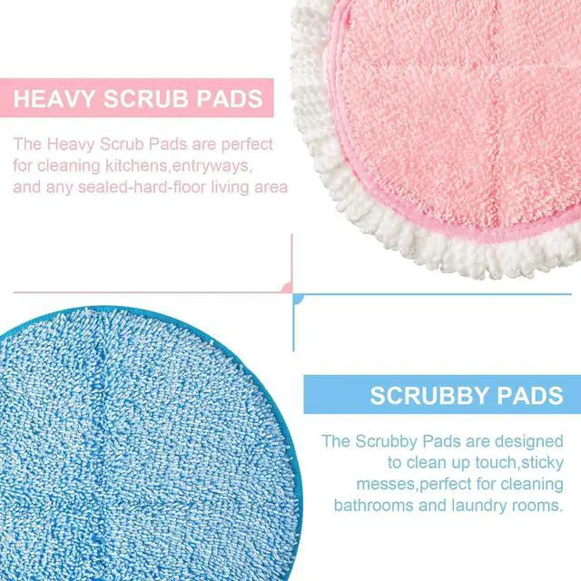 Alt view image 3 of 7 - Irenare 20 Pack Electric Mop Pads Spin Replacement 7.28 Inch Round Mop Pads for Floor Cleaning Spin Replacement Mop Pads for Electric Mop Home Kitchen Floor Cleaning, Pink and Blue