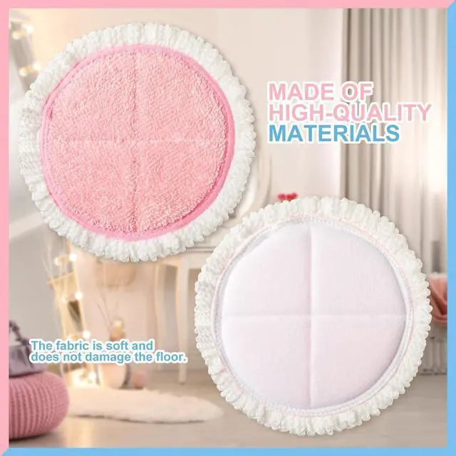 Alt view image 4 of 7 - Irenare 20 Pack Electric Mop Pads Spin Replacement 7.28 Inch Round Mop Pads for Floor Cleaning Spin Replacement Mop Pads for Electric Mop Home Kitchen Floor Cleaning, Pink and Blue