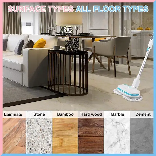 Alt view image 6 of 7 - Irenare 20 Pack Electric Mop Pads Spin Replacement 7.28 Inch Round Mop Pads for Floor Cleaning Spin Replacement Mop Pads for Electric Mop Home Kitchen Floor Cleaning, Pink and Blue