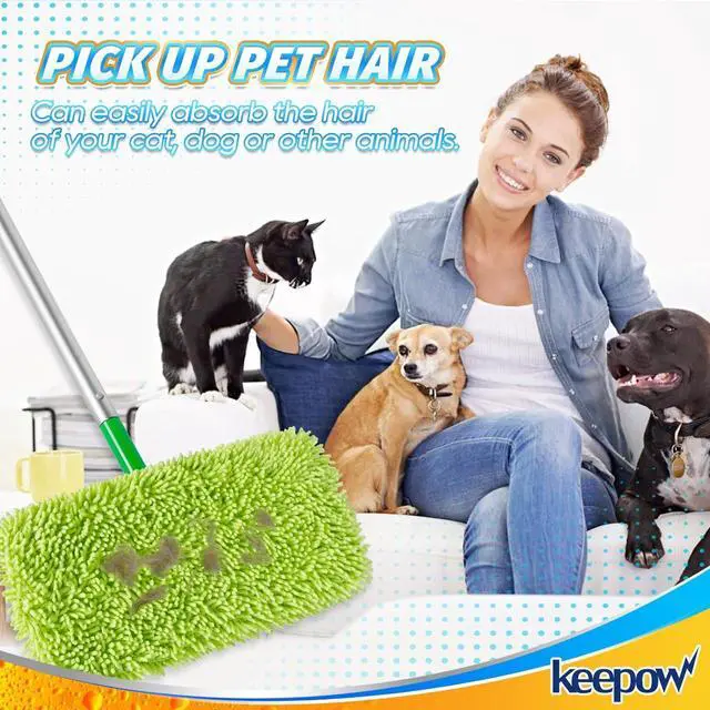 Alt view image 4 of 7 - KEEPOW Reusable Microfiber Mop Pads Compatible with Swiffer Sweeper Mop, Dry Sweeping Cloths, Washable Wet Mopping Cloth Refills for Surface/Hardwood Floor Cleaning, 8 Pack (Mop is Not Included)