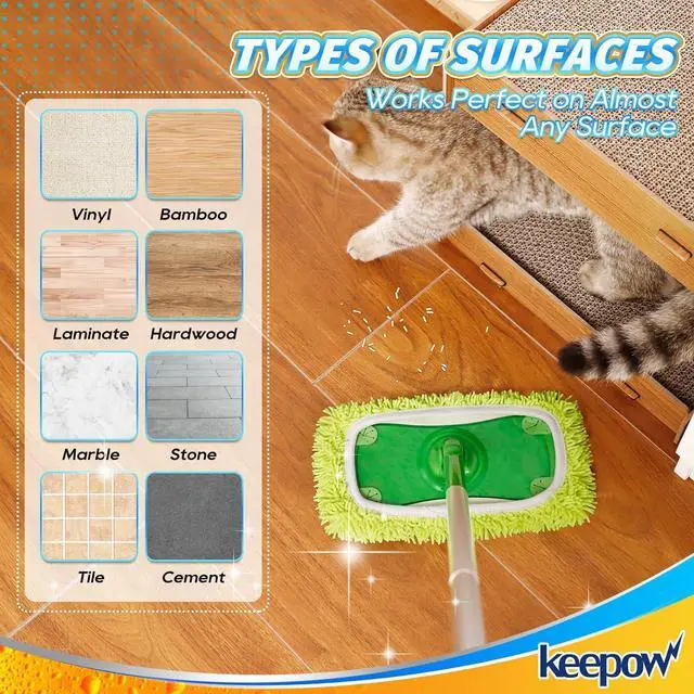Alt view image 5 of 7 - KEEPOW Reusable Microfiber Mop Pads Compatible with Swiffer Sweeper Mop, Dry Sweeping Cloths, Washable Wet Mopping Cloth Refills for Surface/Hardwood Floor Cleaning, 8 Pack (Mop is Not Included)