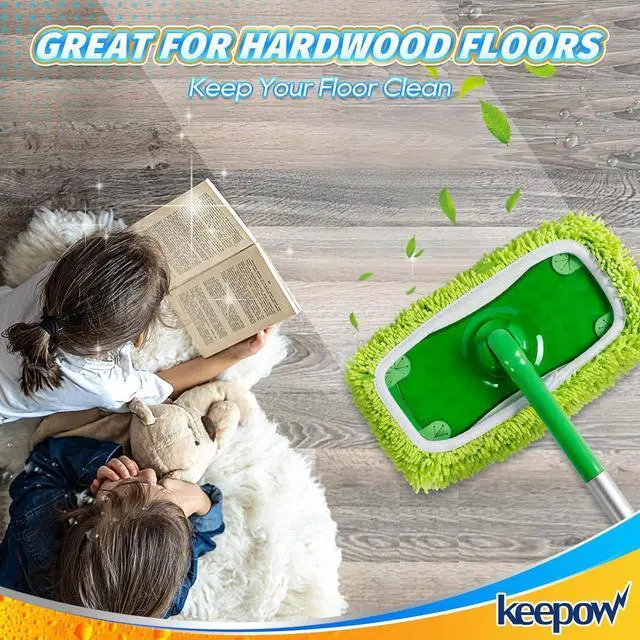 Alt view image 6 of 7 - KEEPOW Reusable Microfiber Mop Pads Compatible with Swiffer Sweeper Mop, Dry Sweeping Cloths, Washable Wet Mopping Cloth Refills for Surface/Hardwood Floor Cleaning, 8 Pack (Mop is Not Included)