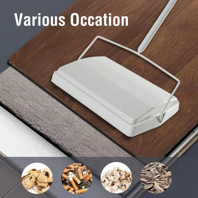 Alt view image 3 of 6 - JEHONN Carpet Floor Sweeper with Horsehair, Non Electric Manual Sweeping, Rotor Brush Heavy Duty for Pet Hair Clean