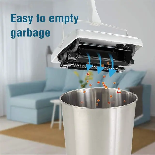 Alt view image 2 of 6 - JEHONN Carpet Floor Sweeper with Horsehair, Non Electric Manual Sweeping, Rotor Brush Heavy Duty for Pet Hair Clean