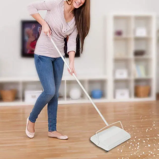 Alt view image 6 of 6 - JEHONN Carpet Floor Sweeper with Horsehair, Non Electric Manual Sweeping, Rotor Brush Heavy Duty for Pet Hair Clean