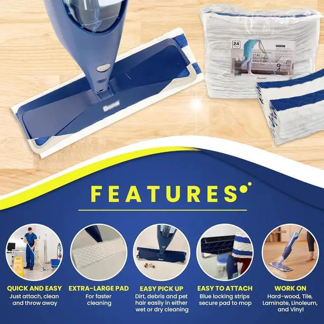 Alt view image 3 of 6 - Microfiber Disposable Mop Pad for All 16-18'' Hook & Loop System Mop, Wet Dry Cleaning Pad Compatible with Bona,Rubbermaid,Turbo,Norwex (50 Pack)