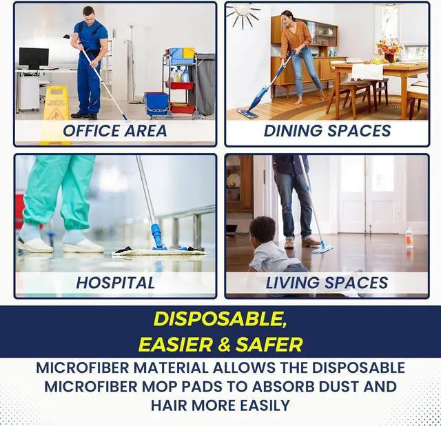 Alt view image 4 of 6 - Microfiber Disposable Mop Pad for All 16-18'' Hook & Loop System Mop, Wet Dry Cleaning Pad Compatible with Bona,Rubbermaid,Turbo,Norwex (50 Pack)