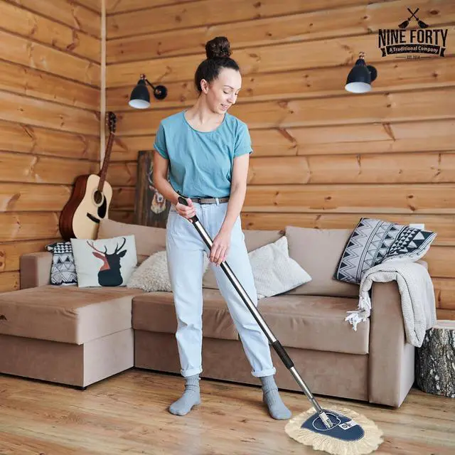 Alt view image 7 of 7 - Nine Forty Heavy Duty, Industrial-Strength Cotton Wedge Dust Mop Head w/ Handle - Home & Commercial Hardwood Floor Cleaning - Designed for High-Performance Janitorial & Housekeeping Tasks