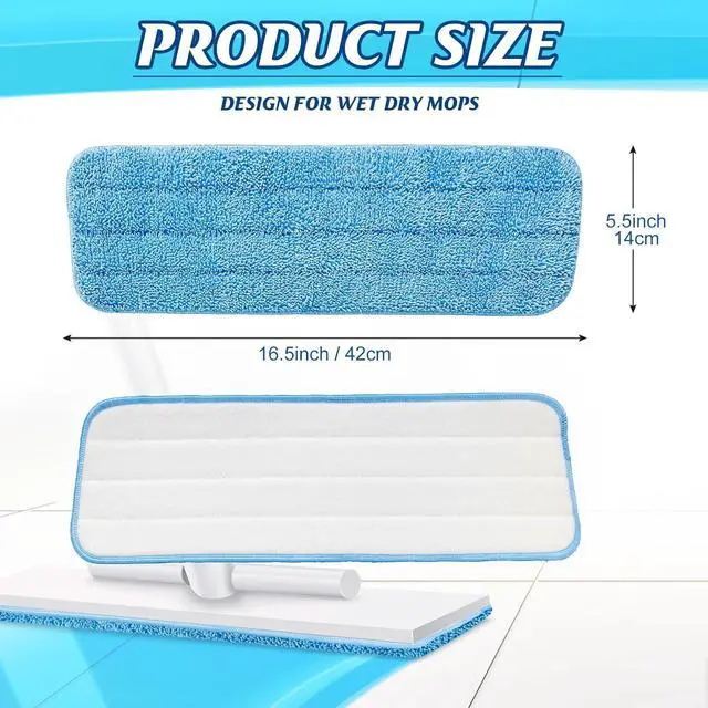 Alt view image 2 of 7 - 24 Pack Microfiber Mop Pad, Spray Mop Replacement Heads for Wet Dry Mops, Machine Washable Reusable Household Replacement Pads for Hardwood and Hard Surface Floor Cleaning and Scrubbing