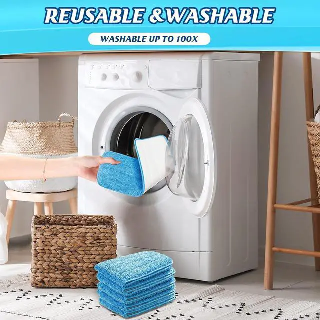 Alt view image 6 of 7 - 24 Pack Microfiber Mop Pad, Spray Mop Replacement Heads for Wet Dry Mops, Machine Washable Reusable Household Replacement Pads for Hardwood and Hard Surface Floor Cleaning and Scrubbing