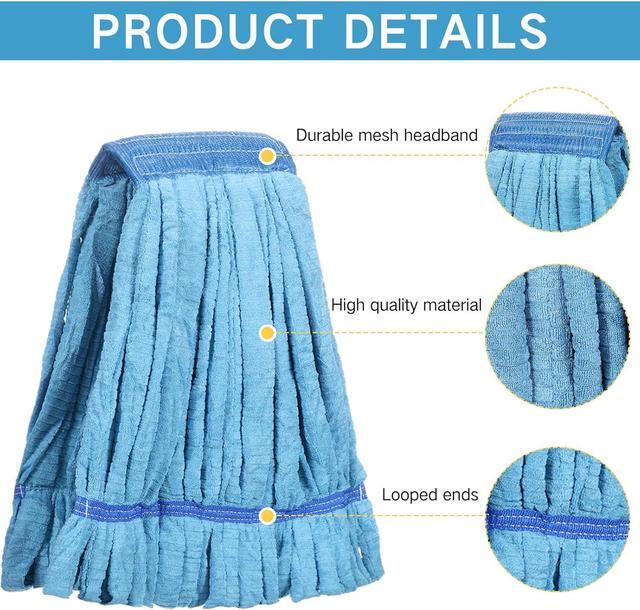 Alt view image 3 of 7 - Lallisa 10 Pcs Commercial Mop Head Replacement Tube Microfiber Mop Heads for Floor Cleaning Industrial Mop Heads Looped End Wet Mop Head Refill for Home Commercial Industrial Use (Blue,18 oz)