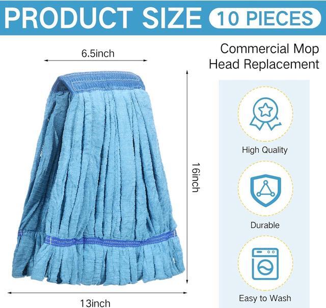 Alt view image 2 of 7 - Lallisa 10 Pcs Commercial Mop Head Replacement Tube Microfiber Mop Heads for Floor Cleaning Industrial Mop Heads Looped End Wet Mop Head Refill for Home Commercial Industrial Use (Blue,18 oz)
