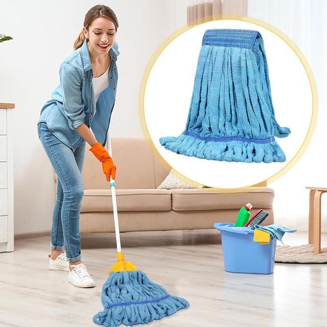 Alt view image 4 of 7 - Lallisa 10 Pcs Commercial Mop Head Replacement Tube Microfiber Mop Heads for Floor Cleaning Industrial Mop Heads Looped End Wet Mop Head Refill for Home Commercial Industrial Use (Blue,18 oz)