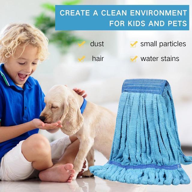 Alt view image 5 of 7 - Lallisa 10 Pcs Commercial Mop Head Replacement Tube Microfiber Mop Heads for Floor Cleaning Industrial Mop Heads Looped End Wet Mop Head Refill for Home Commercial Industrial Use (Blue,18 oz)